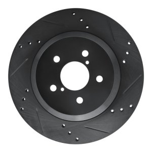 Subaru Crosstrek Brake Rotor (1) - Rear Right - R1 Concepts - Drilled & Slotted - Black - 2023+